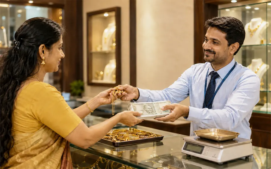 Gold jewellery valuation and instant cash payment at a trusted gold buyer