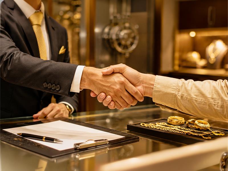 Close-up of two people shaking hands to signify trust and agreement