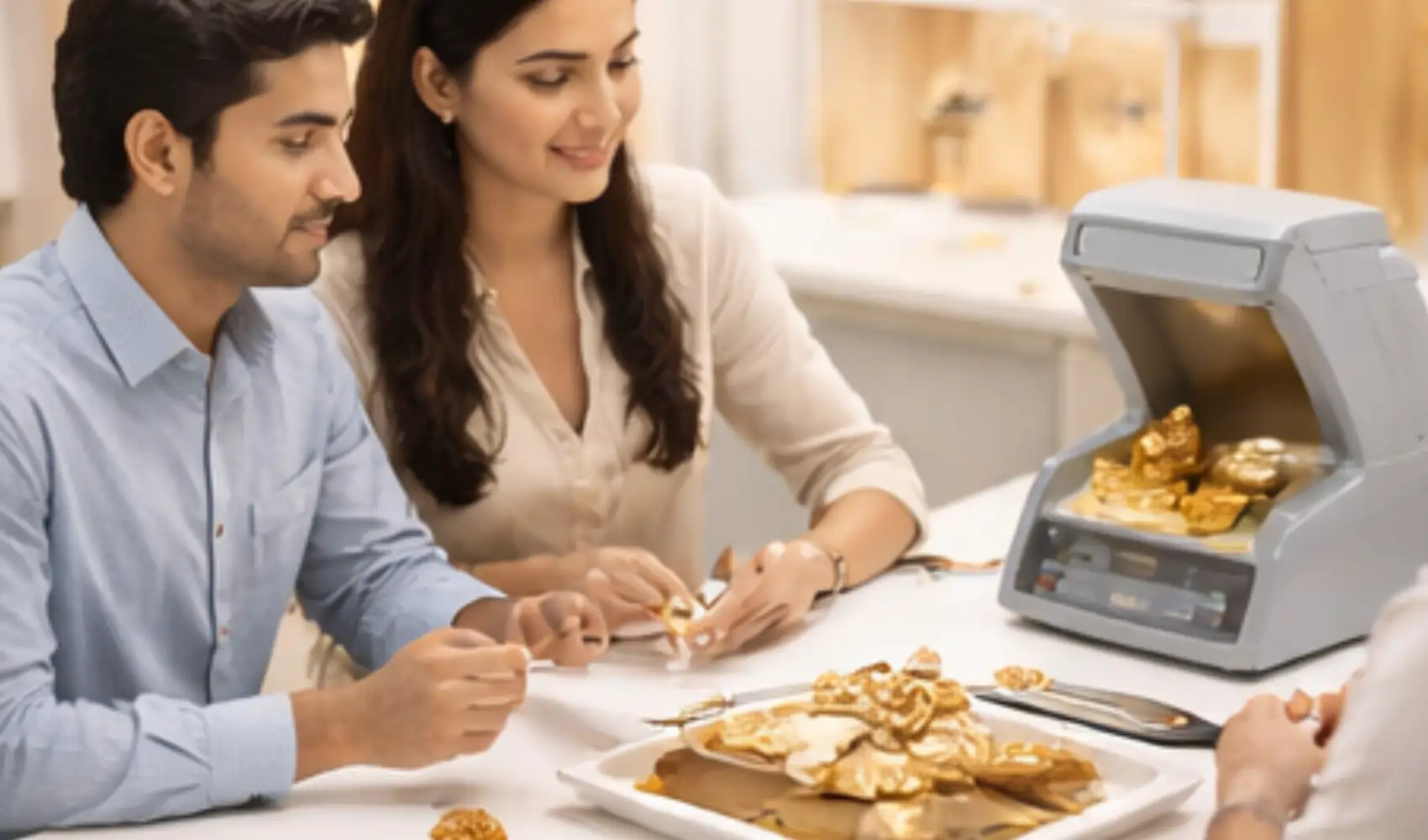 Customer consultation for gold selling at G1 Gold Chennai branch