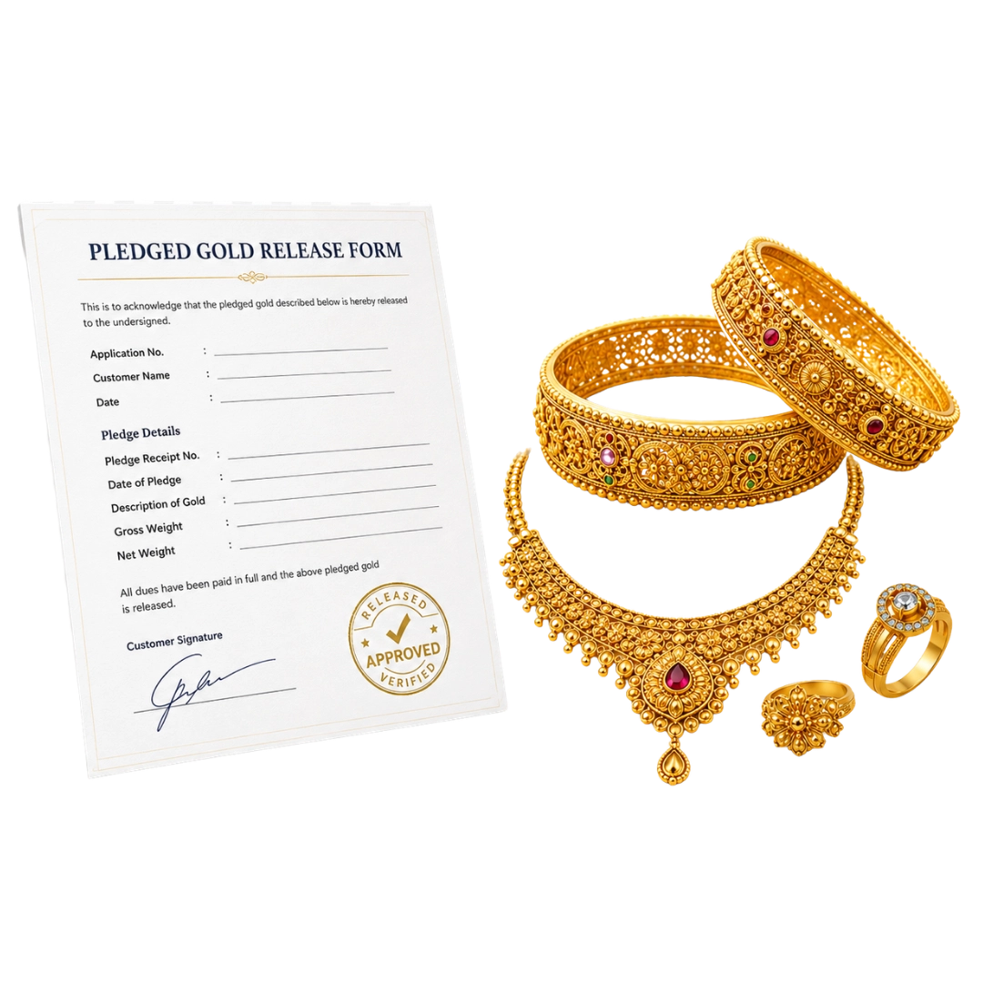 Pledged gold release process with gold valuation