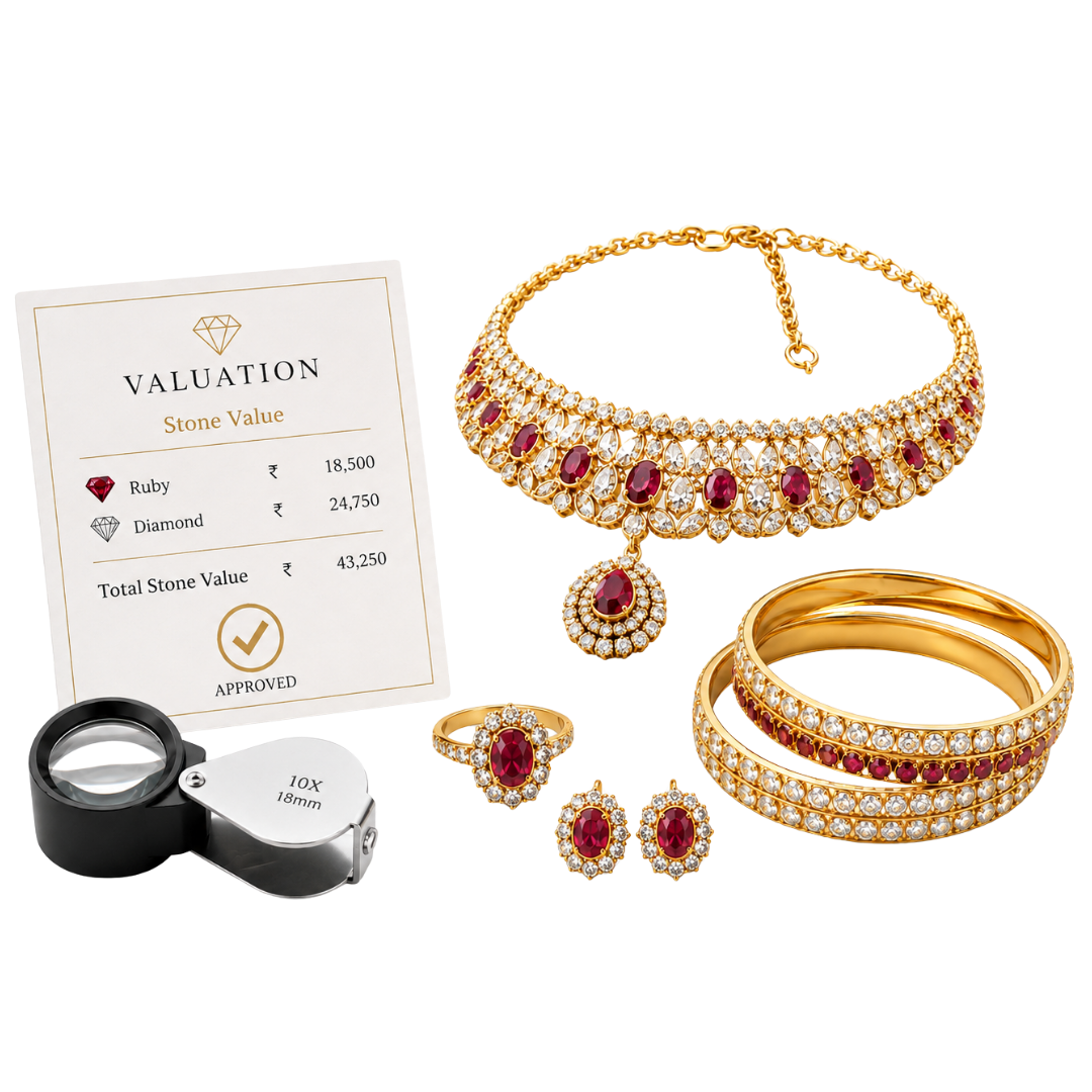 Stone value selling process for gold jewellery